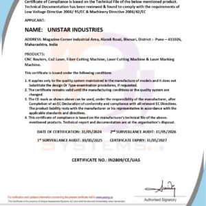 Unistar Industries Certificate of Compliance